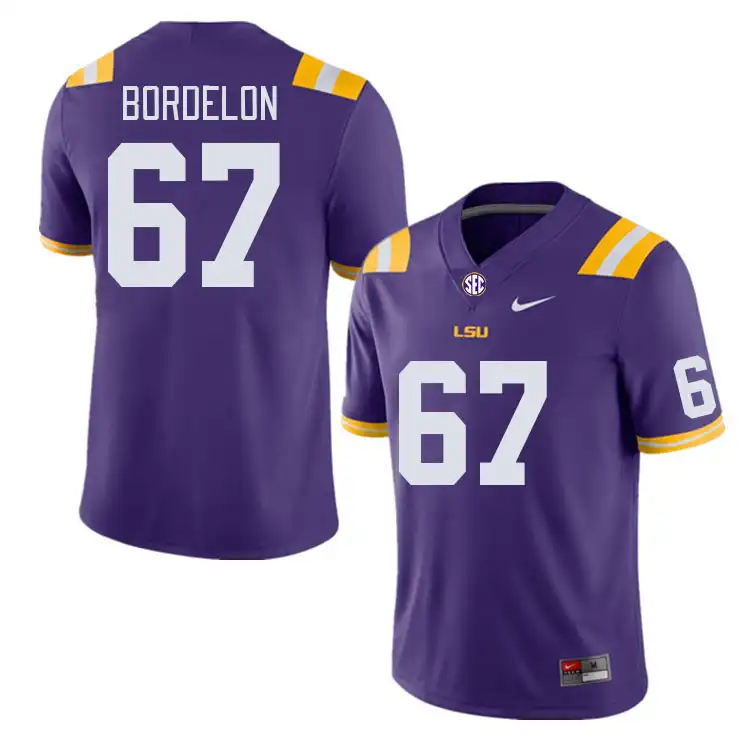 Men's LSU Tigers Bo Bordelon #67 Purple NCAA Football Jersey